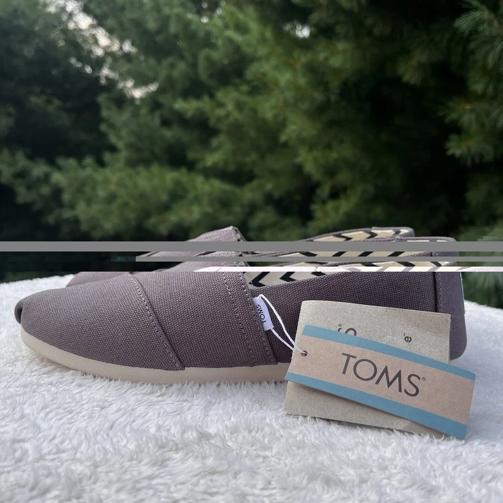 TOMS Alpargata Slip-on Canvas Shoes Mens Size 7 | 39 Ash Gray Brown New w Tags